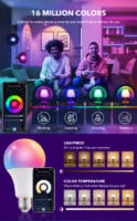 مصابيح إضاءة ذكية، مصابيح إضاءة متغيرة الألوان 10W Zigbee / WiFi / بلوتوث