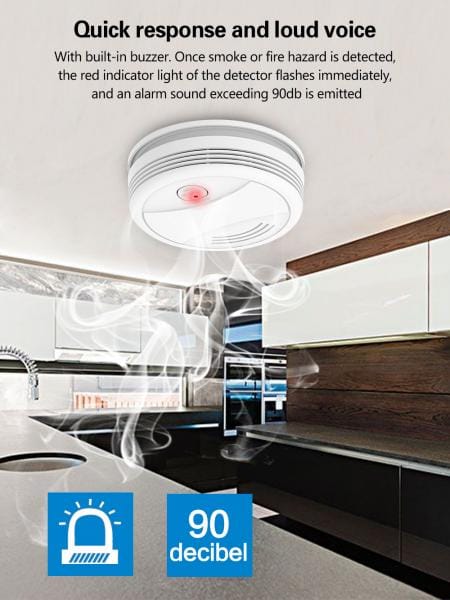 Detector de fumaça inteligente, alarme de fumaça inteligente WiFi
